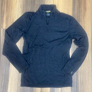 Smartwool Mens Base Layer 1/4 Zip Shirt L Gray Merino Wool Performance Outdoors
